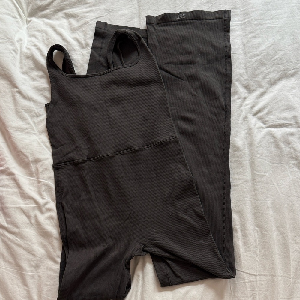 Set active ribbed jumpsuit - charcoal grey